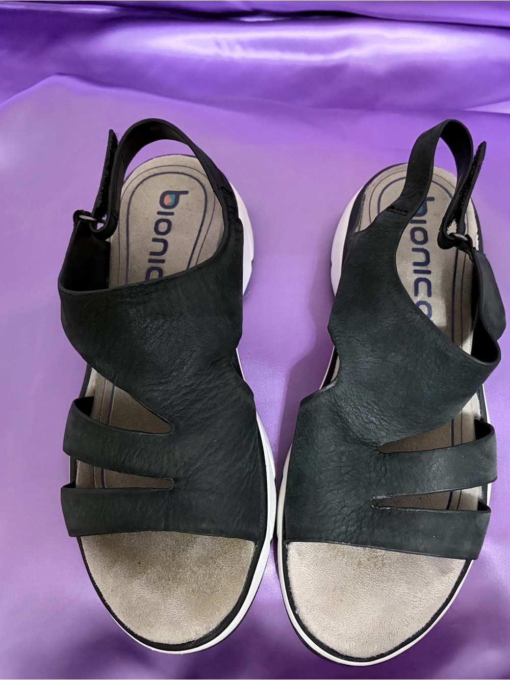 Bionica Black Open-Toe Slingback Sandals